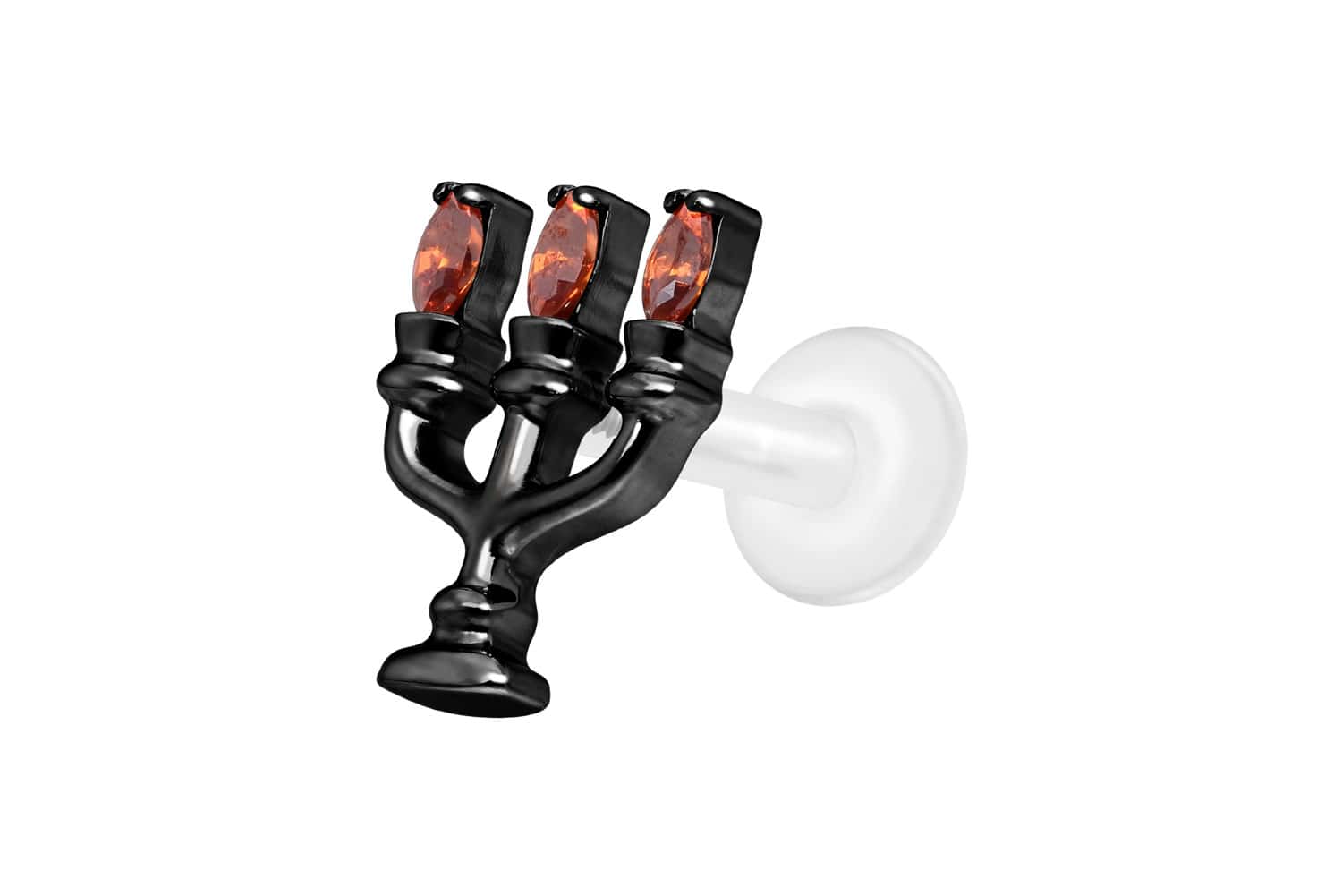 PTFE Labret Piercing mit Innengewinde + Titan-Aufsatz KERZENLEUCHTER